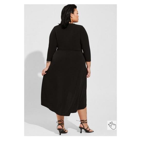 Torrid Black Tea Length Studio Knit Deep V Bodycon Dress Sz.3 NWT - Picture 4 of 10